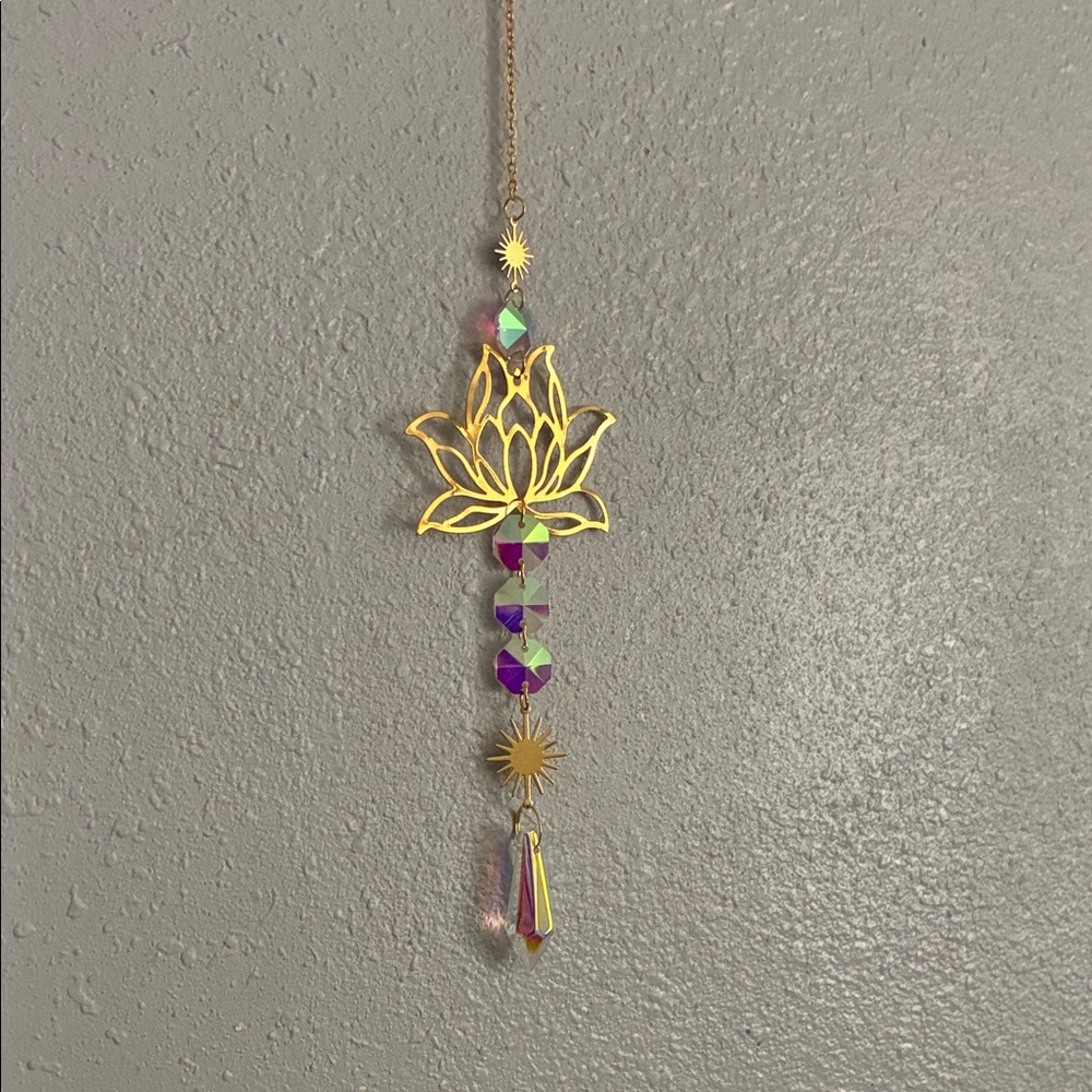 Lotus Crystal Sun Catcher Hanging Decorations - Gold & Iridescent